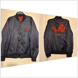 Obey Viktor Black Satin Bomber Jacket sz L